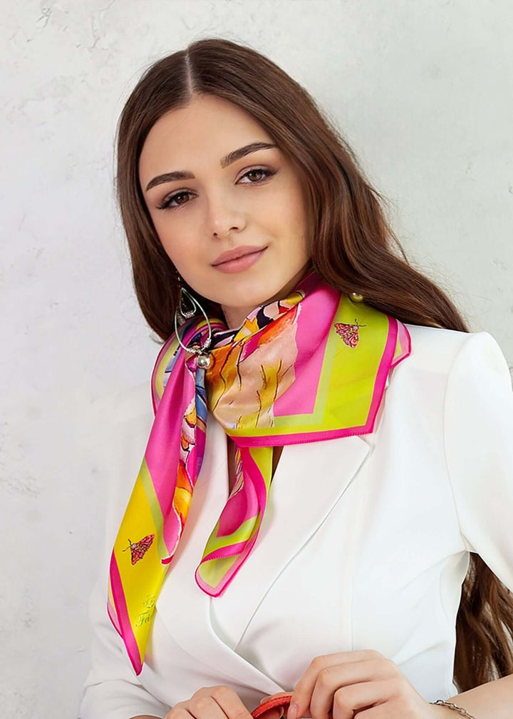 Designer Seidenschal Alice in gelb und rosa zum Verschenken