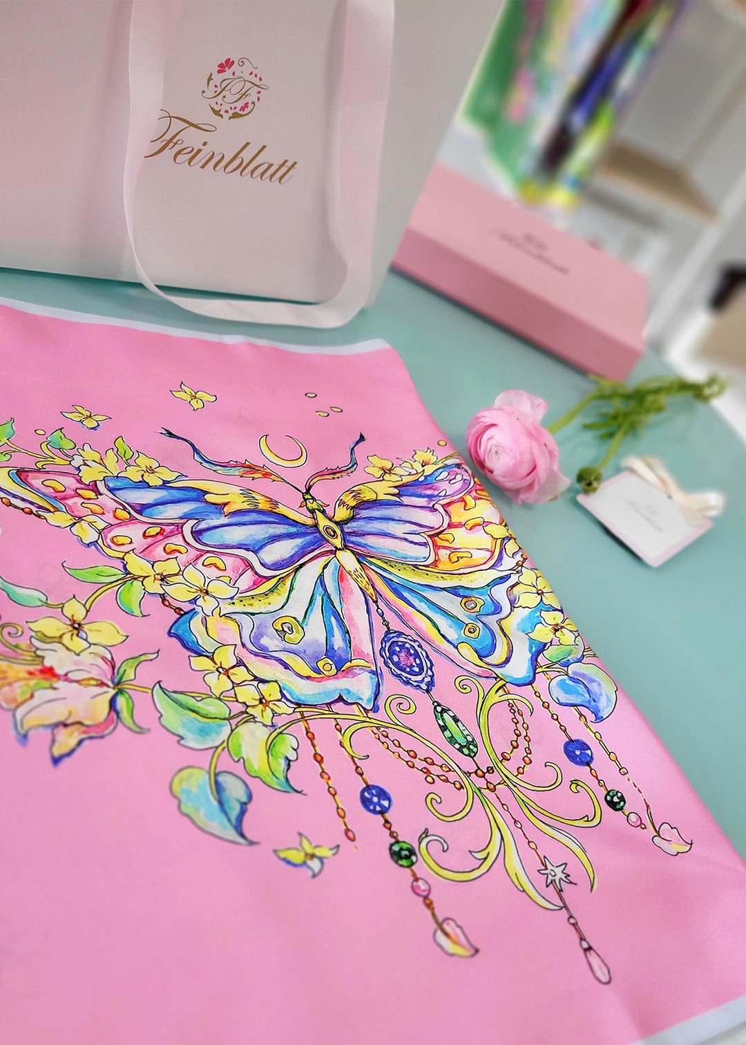 Gift for Women Silk Scarf Butterfly