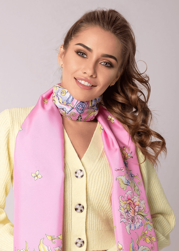 Reine Seide Schal mit Bunte Schmetterling  als Schmuck