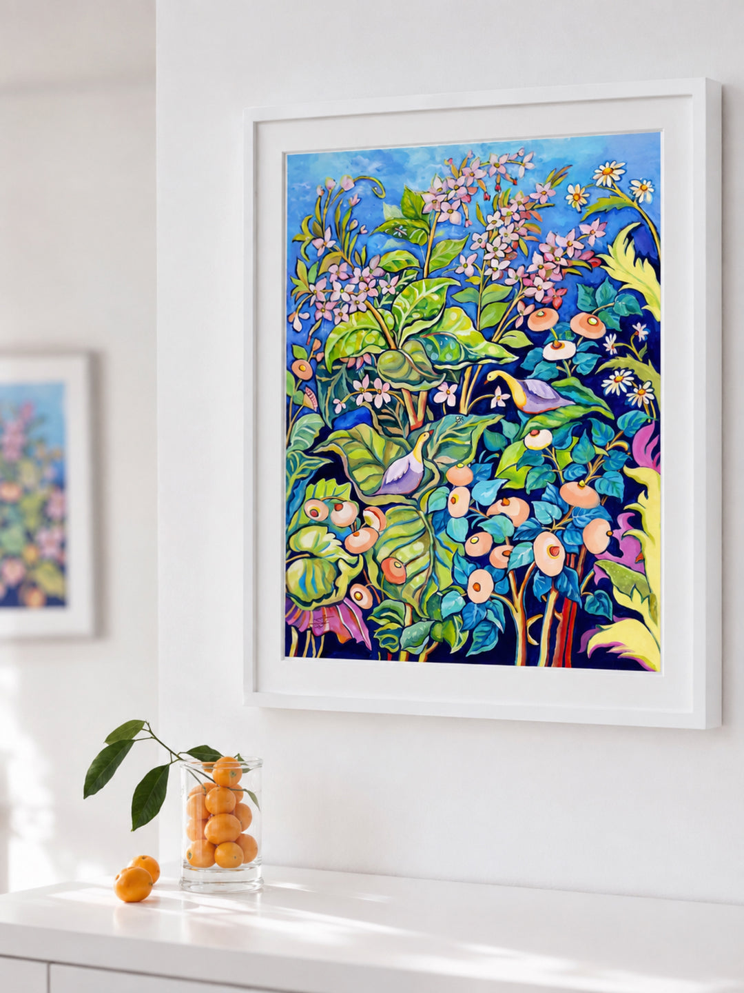Originalkunstwerk mit botanischem Motiv von Iryna Feinblatt im weißen Rahmen
